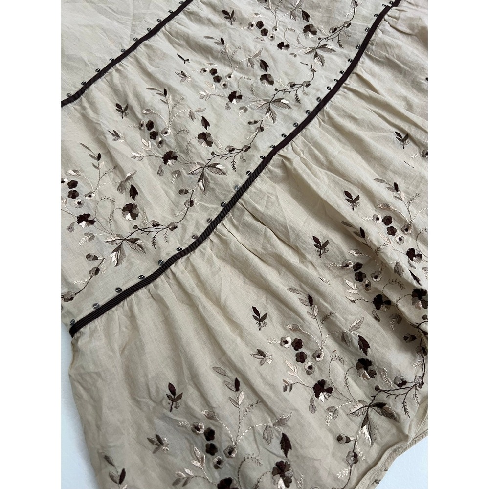 Ann Taylor Cottagecore Embroidered Tiered Midi Skirt 10 Boho Cotton Linen Look - Picture 7 of 9
